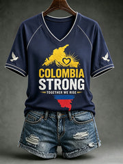 Women's Colombia Strong V-neck T-shirt gracestitchs