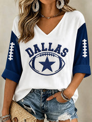 Women's Football Gameday Gift For Football Fans Casual V-Neck Tee gracestitchs