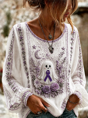 Women's Alzheimer's Awareness Cotton-Linen Shirt gracestitchs