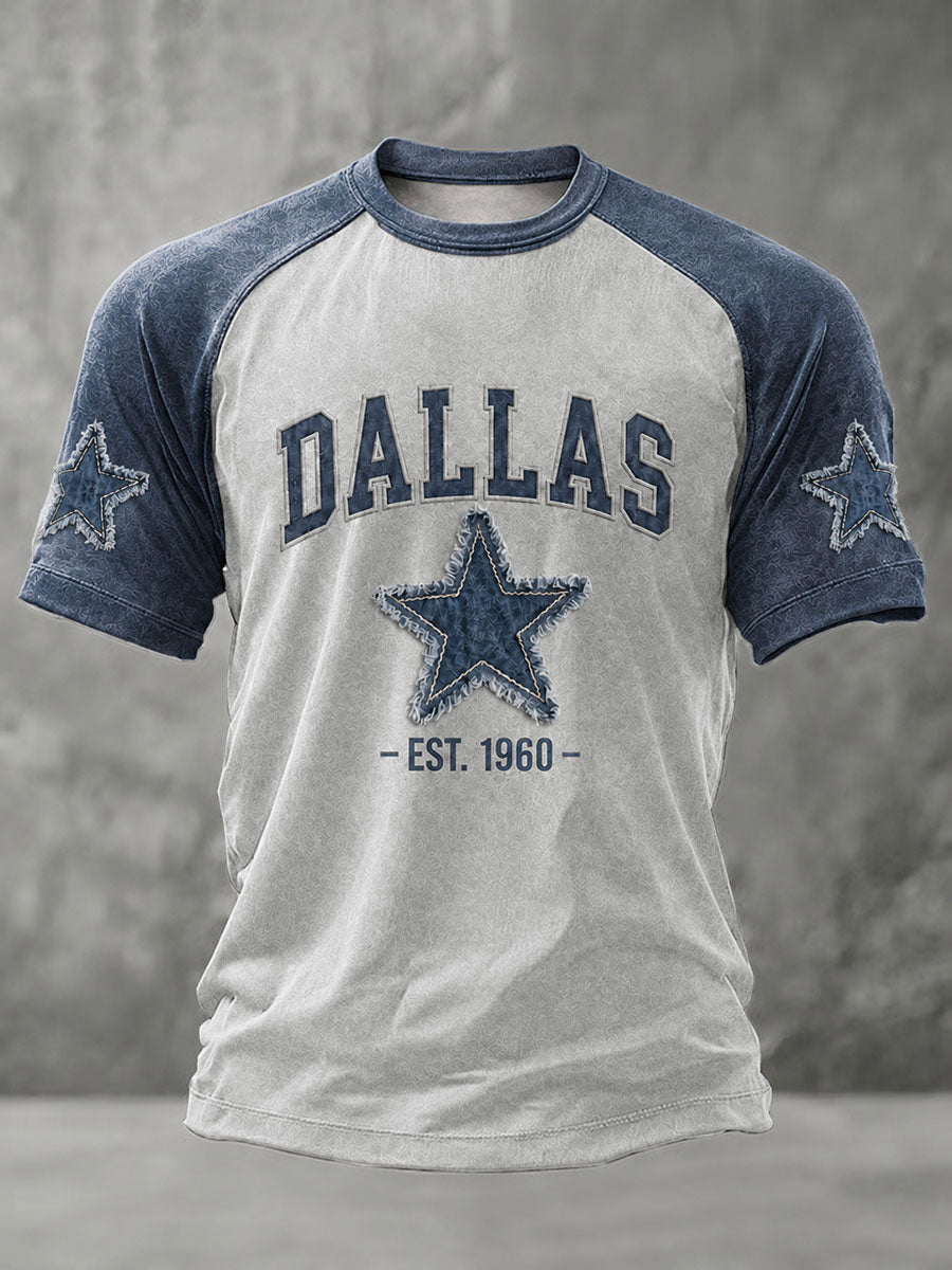 Men's Dallas Football Print Casual T-Shirt gracestitchs