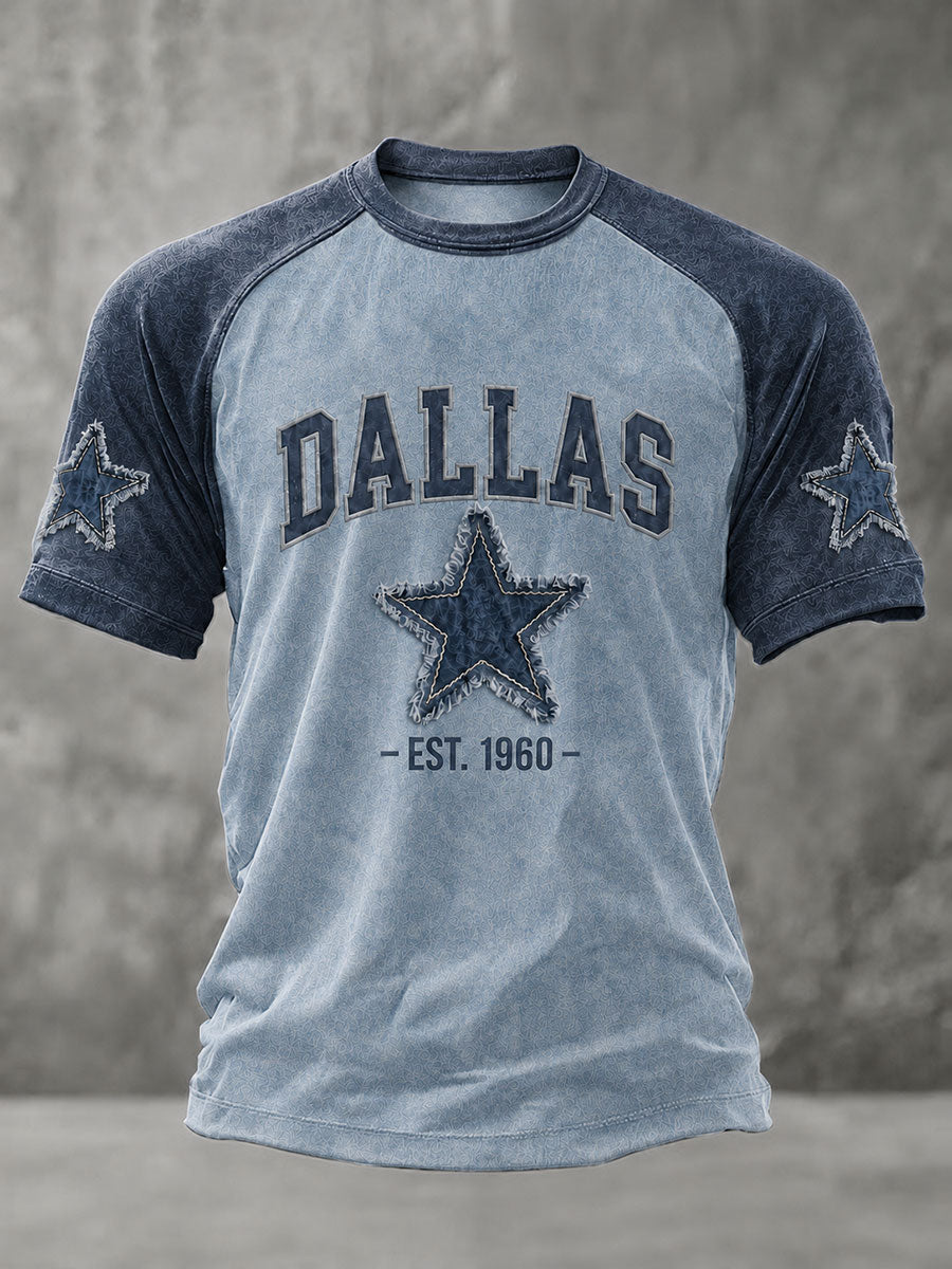 Men's Dallas Football Print Casual T-Shirt gracestitchs