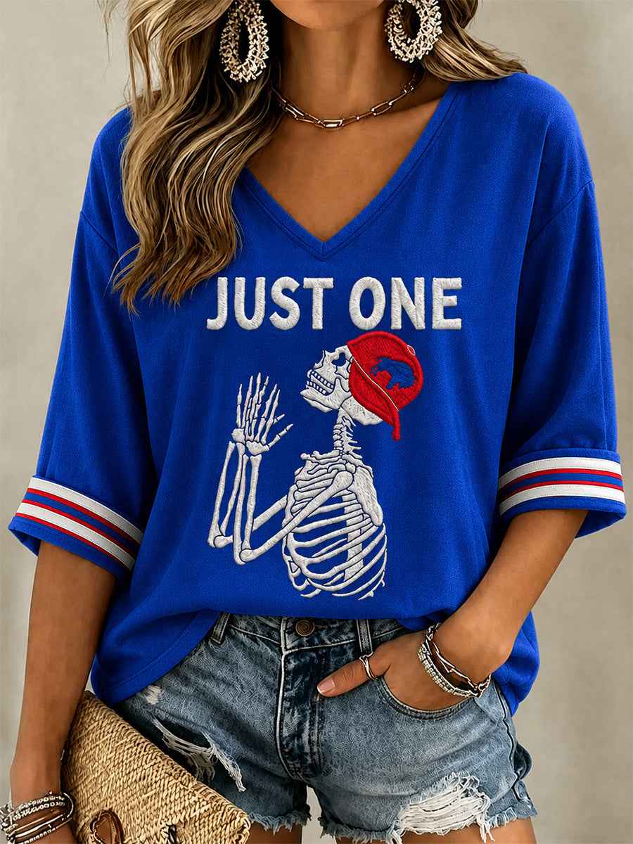 Women's Football Lover Buffalo Print V-Neck Tee
