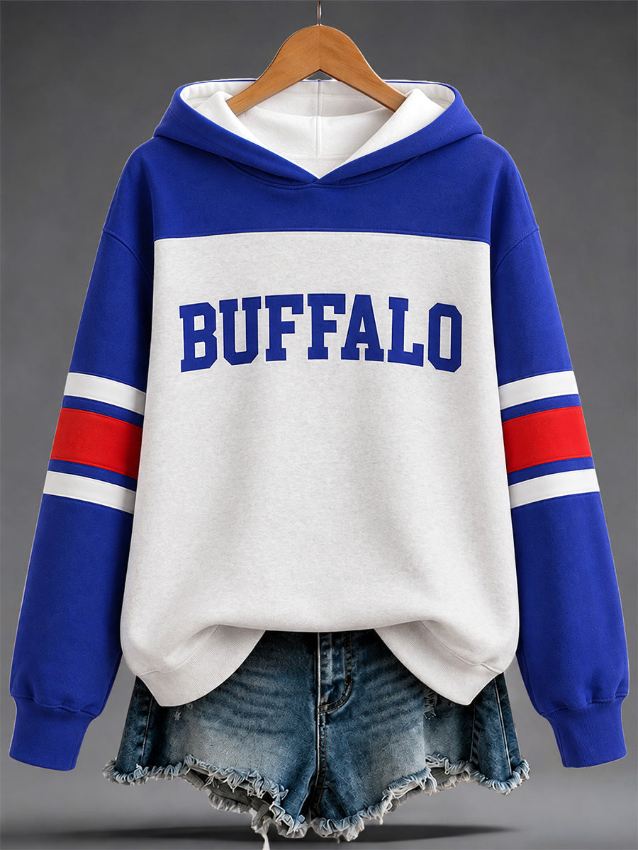 Women's Football Lover Buffalo Print Casual Hoodie gracestitchs