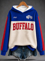 Women's Football Lover Buffalo Print Casual Hoodie gracestitchs