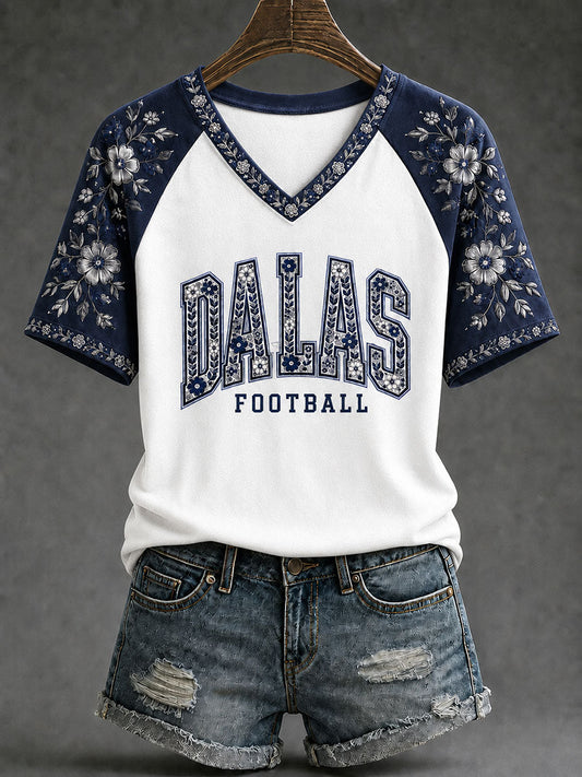 Women's Game Day Football Printed Casual T-Shirt gracestitchs