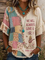Women's Country Music Lover Queen of Country Floral Art Printed Tops