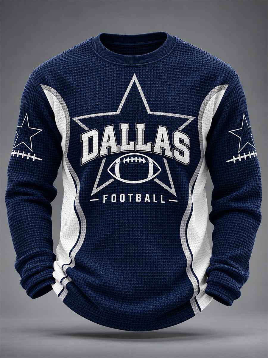 Men's Football Gameday Gift For Football Fans Casual Waffle Long Sleeve T-Shirt