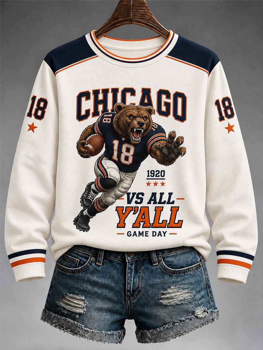 Women's Chicago VS All Y'all Football Gameday Gift For Football Fans Casual Sweatshirt