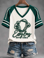 Women's Football Gameday Gift For Football Fans Casual V-Neck Tee