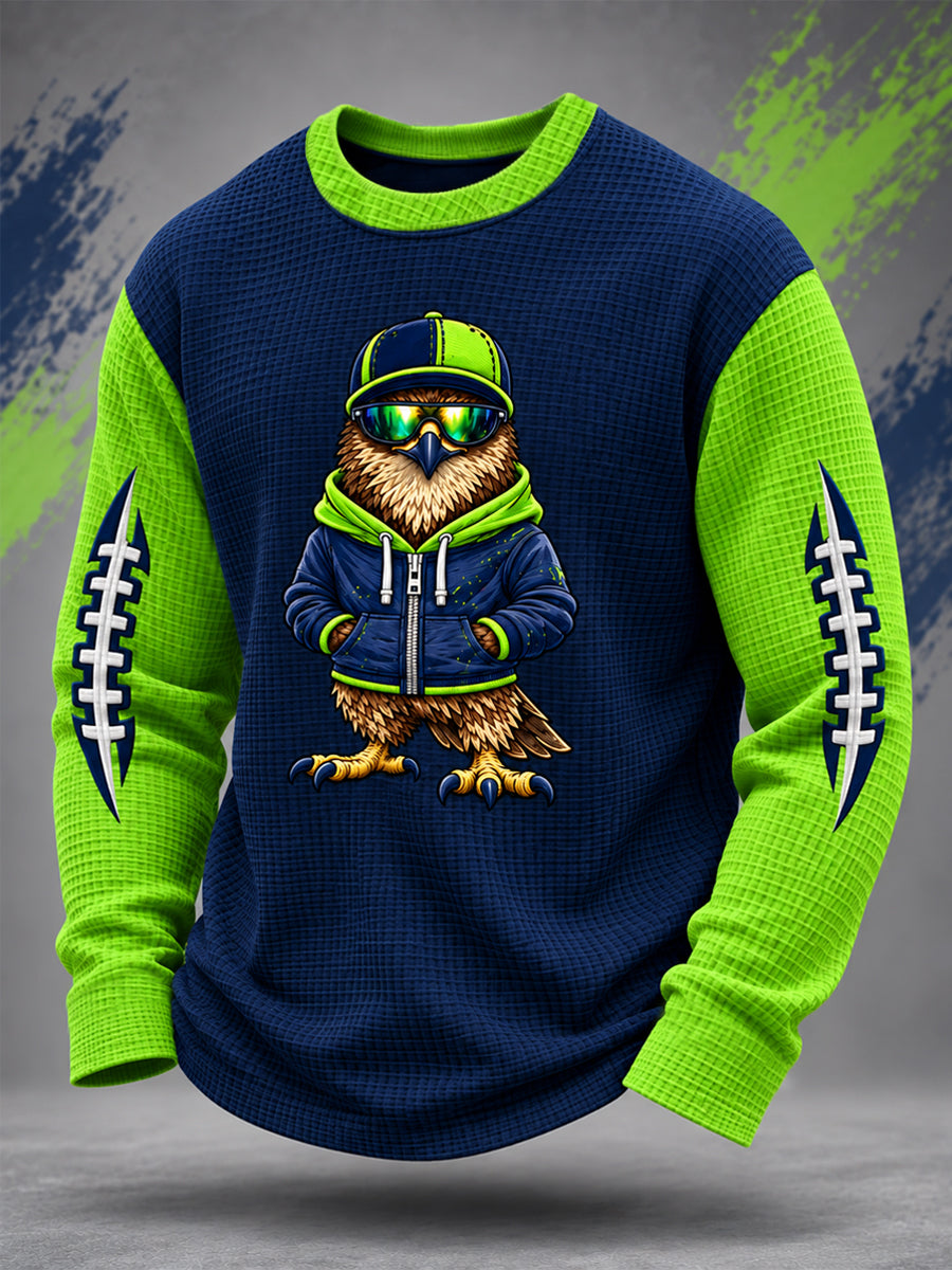 Men's Football Gameday Gift For Football Fans Casual Waffle Long Sleeve T-Shirt