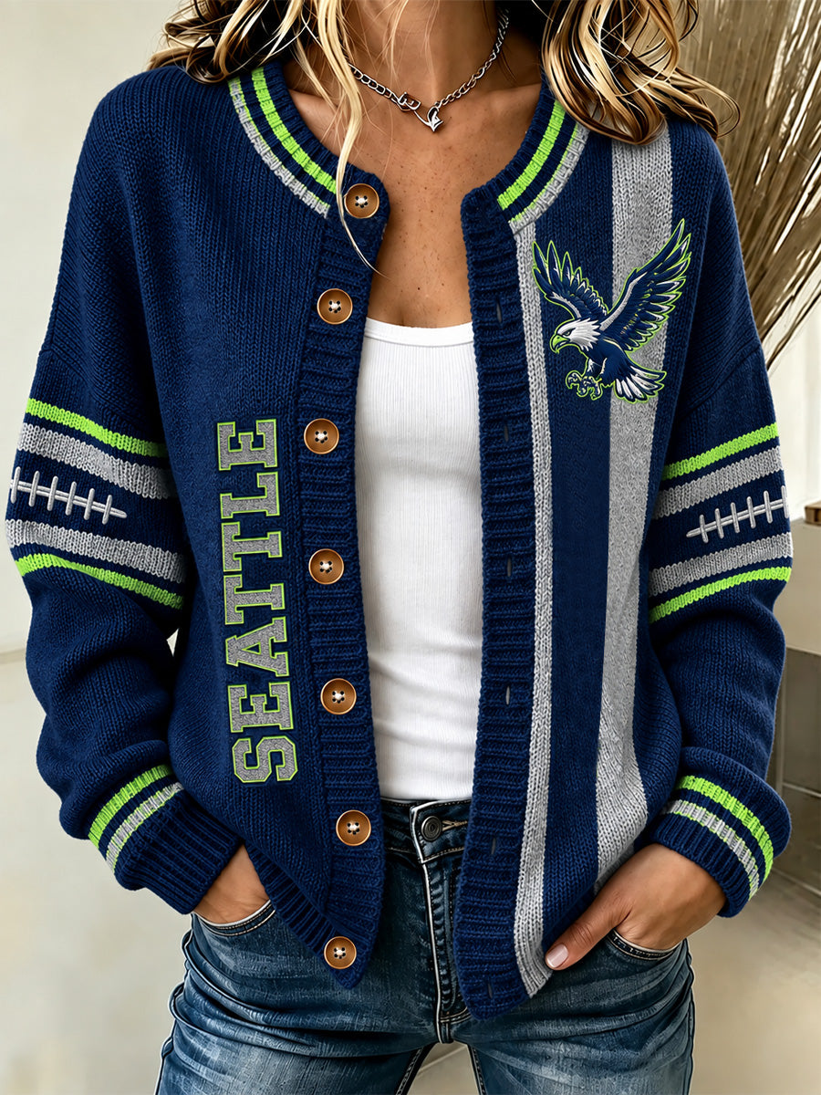 Women's Football Gameday Gift For Football Fans Casual Cardigan