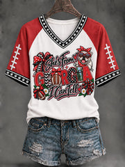Women's Game Day Football Printed Casual T-Shirt gracestitchs