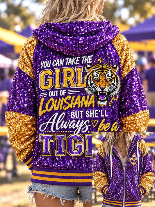 Women's "you can take the girl out of louisiana but she'll always be a tiger" jackets