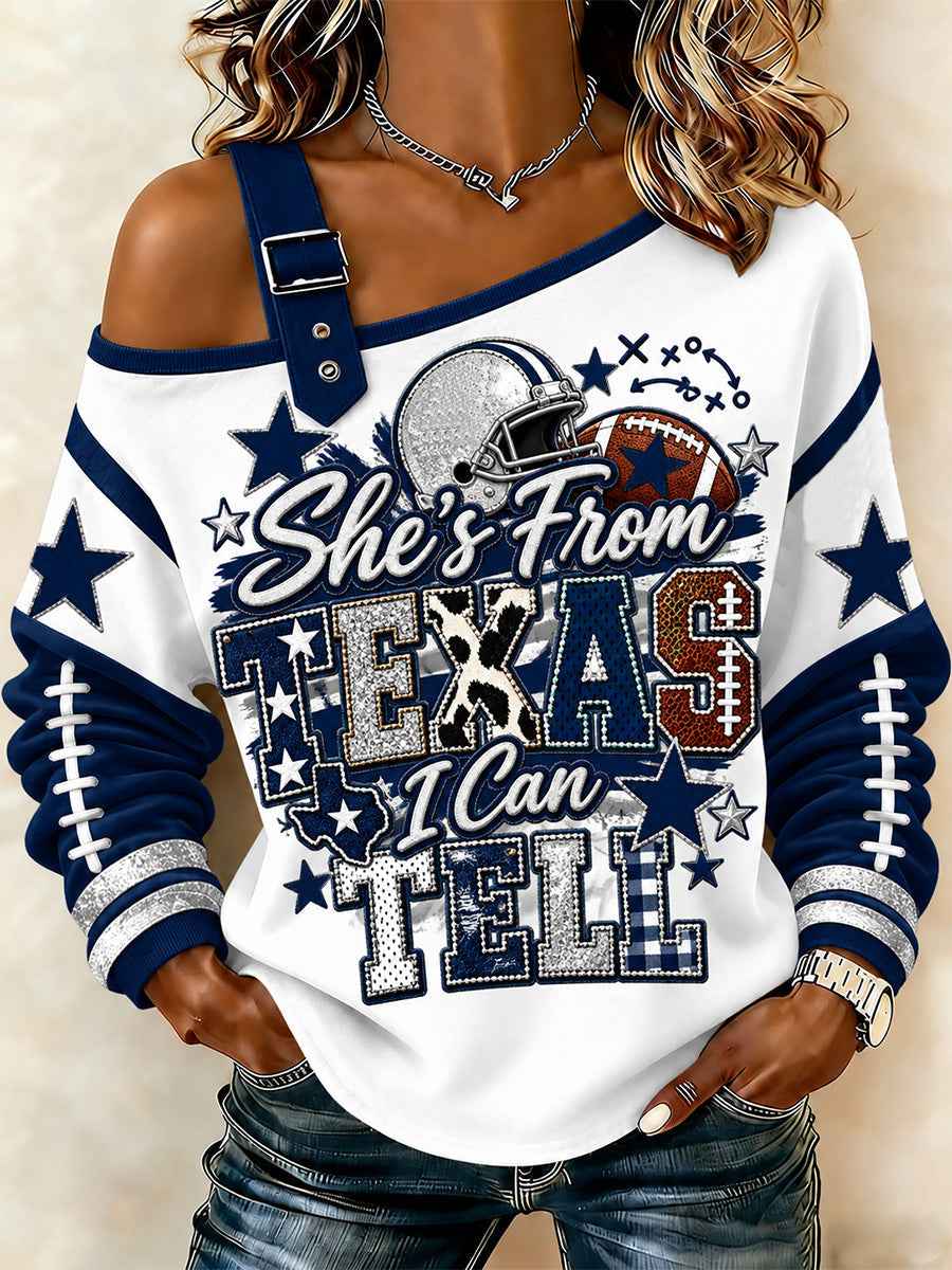 Women's Football Gameday Gift For Football Fans Casual Off-Shoulder Sweatshirt