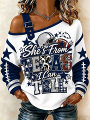 Women's Football Gameday Gift For Football Fans Casual Off-Shoulder Sweatshirt