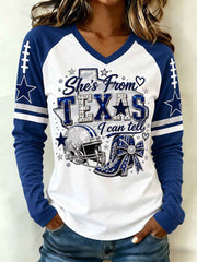 Women's Football Gameday Gift For Football Fans Casual Long Sleeve Shirt
