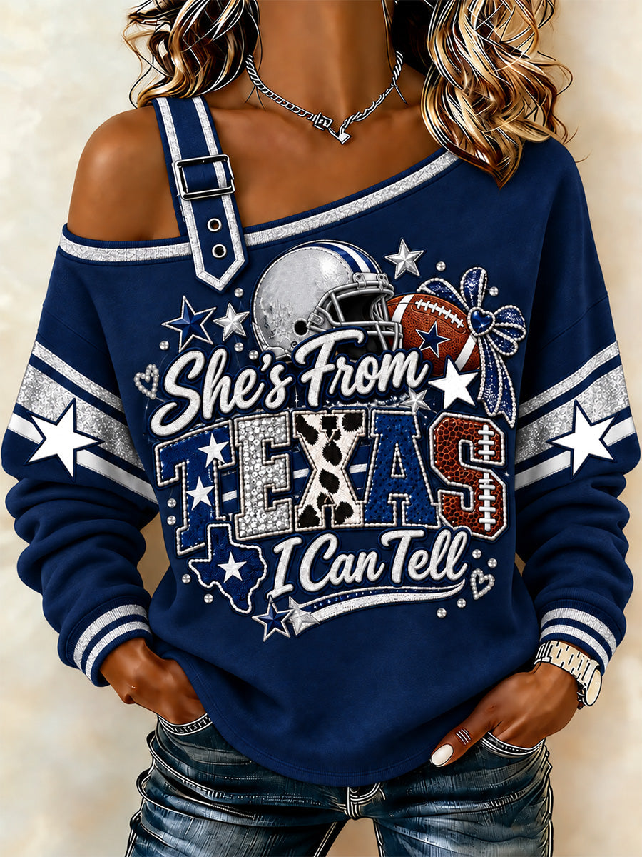 Women's Football Gameday Gift For Football Fans Casual Off-Shoulder Sweatshirt gracestitchs