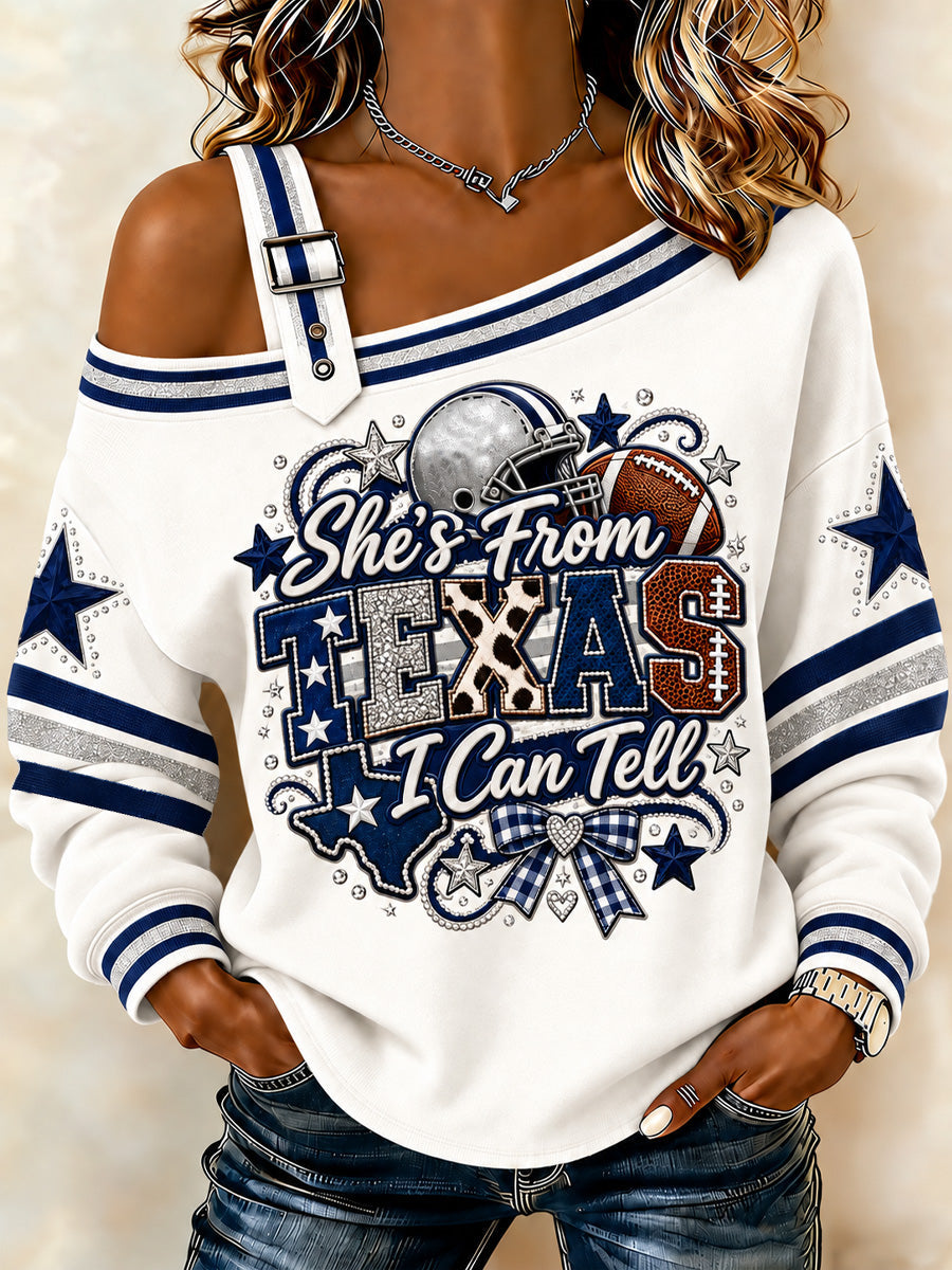 Women's Football Gameday Gift For Football Fans Casual Off-Shoulder Sweatshirt gracestitchs