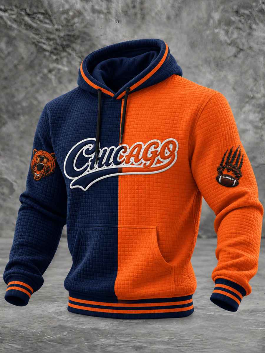 Men's Football Gameday Gift For Football Fans Checkered Cotton Hoodie