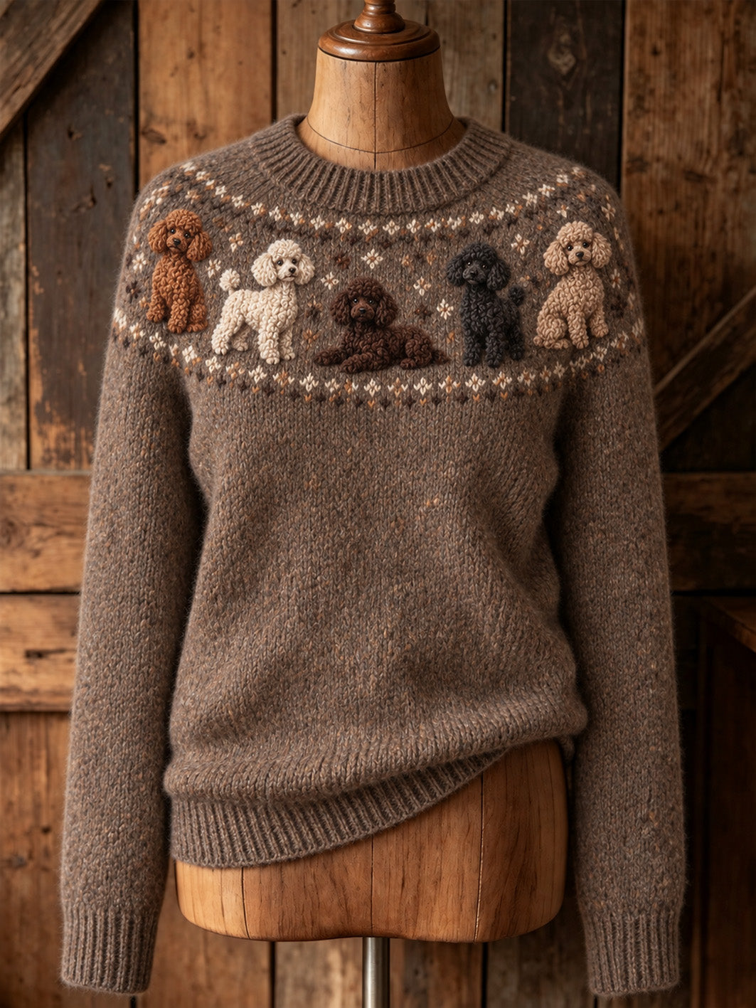 Women's cute puppy design casual long-sleeve sweater gracestitchs