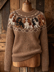 Women's cute puppy design casual long-sleeve sweater gracestitchs