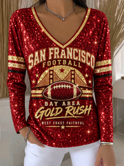 Women's Football Gameday Gift For Football Fans V-Neck T-Shirt gracestitchs