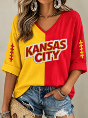 Women's Football Gameday Gift For Football Fans V-Neck Tee gracestitchs