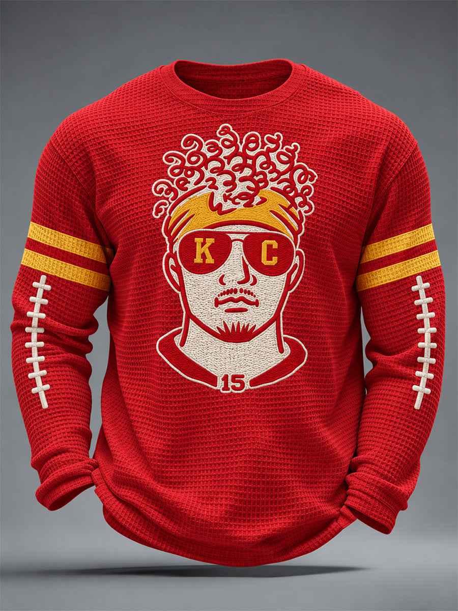 Men's Football Gameday Gift For Football Fans Waffle Long Sleeve T-Shirt