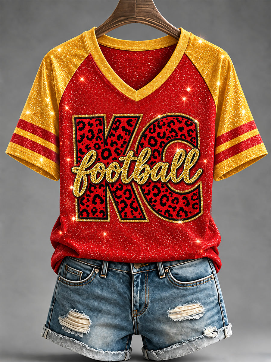 Women's Football Gameday Gift For Football Fans V-Neck Tee gracestitchs