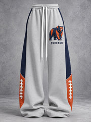 Women's Chicago Football Lover Bear Art Printed Sweatpants gracestitchs