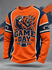 Men's Football Gameday Gift For Football Fans Casual Waffle Long Sleeve T-Shirt gracestitchs
