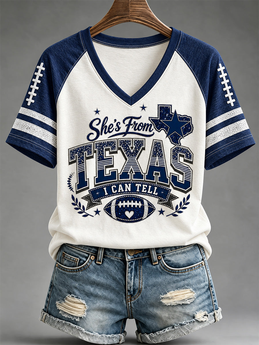Women's Football Gameday Gift For Football Fans V-Neck Tee gracestitchs