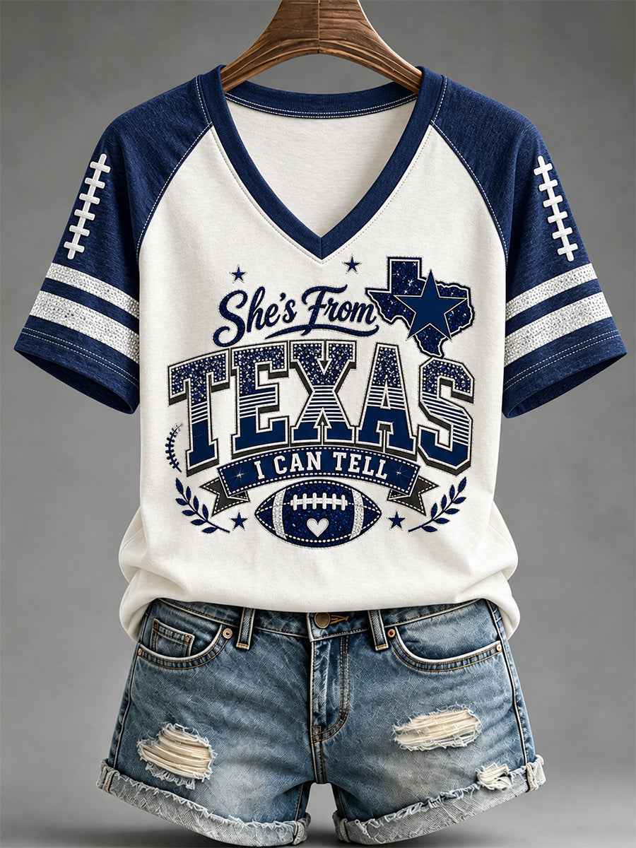 Women's Football Gameday Gift For Football Fans V-Neck Tee