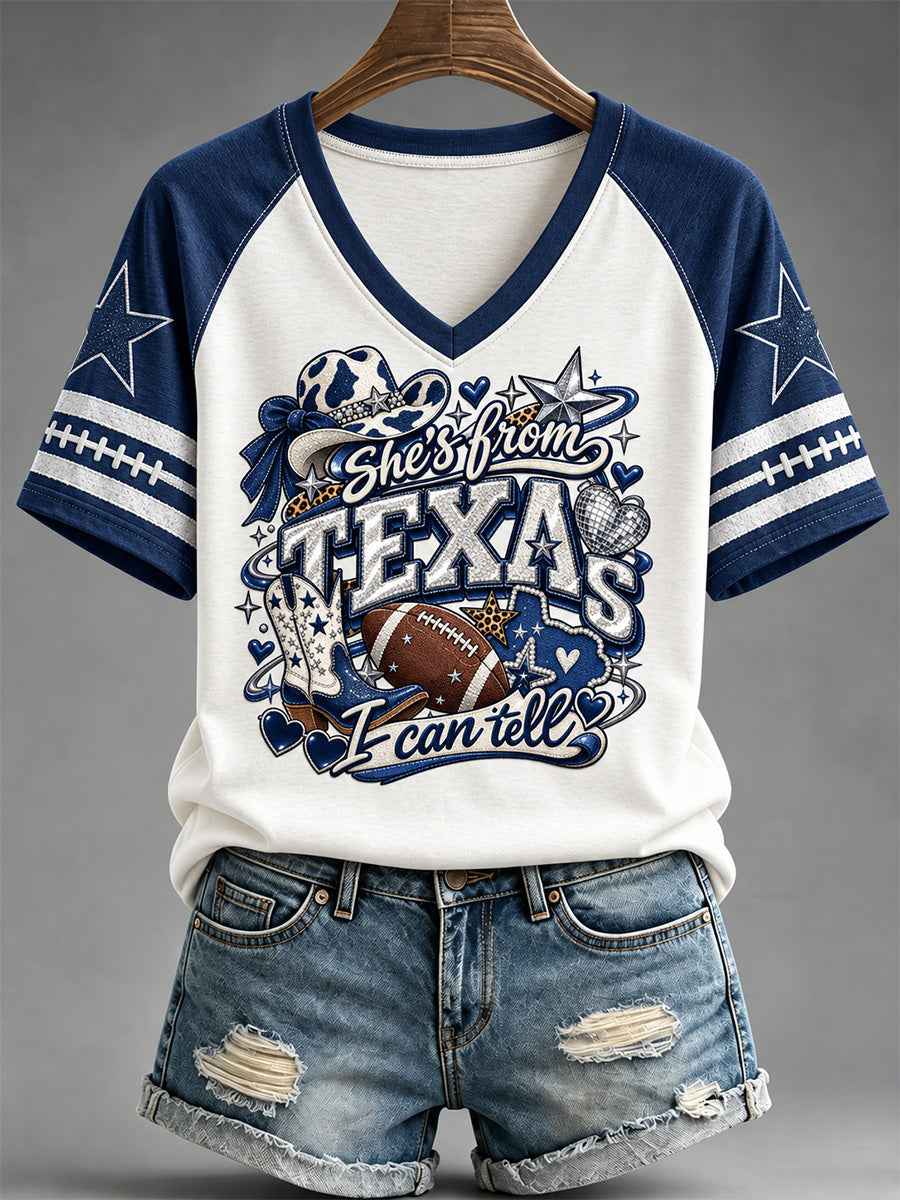 Women's Football Gameday Gift For Football Fans V-Neck Tee