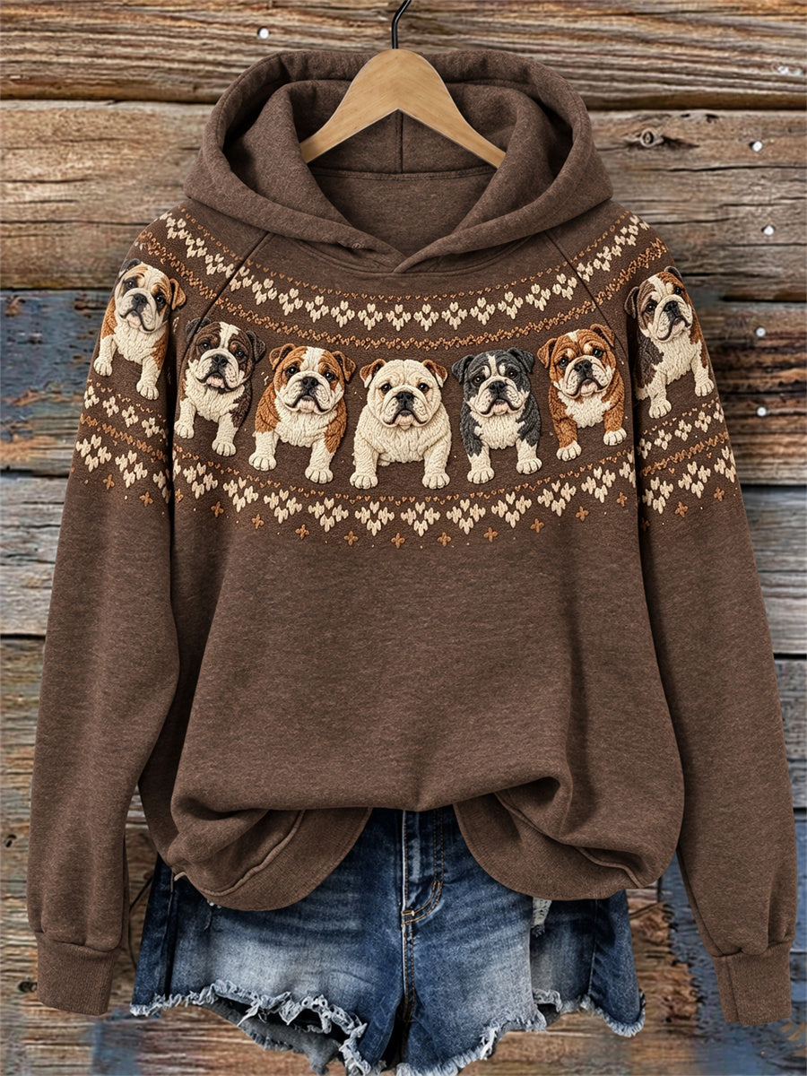 Women's Vintage Bulldogs Yoke Isle Print raglan sleeve Hoodie gracestitchs