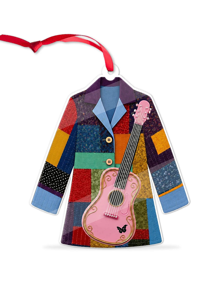 Colorful jacket and pink guitar country music hanging ornament gracestitchs