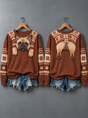 Women's Cute Dogs In Autumn And Winter Print Sweatshirt gracestitchs