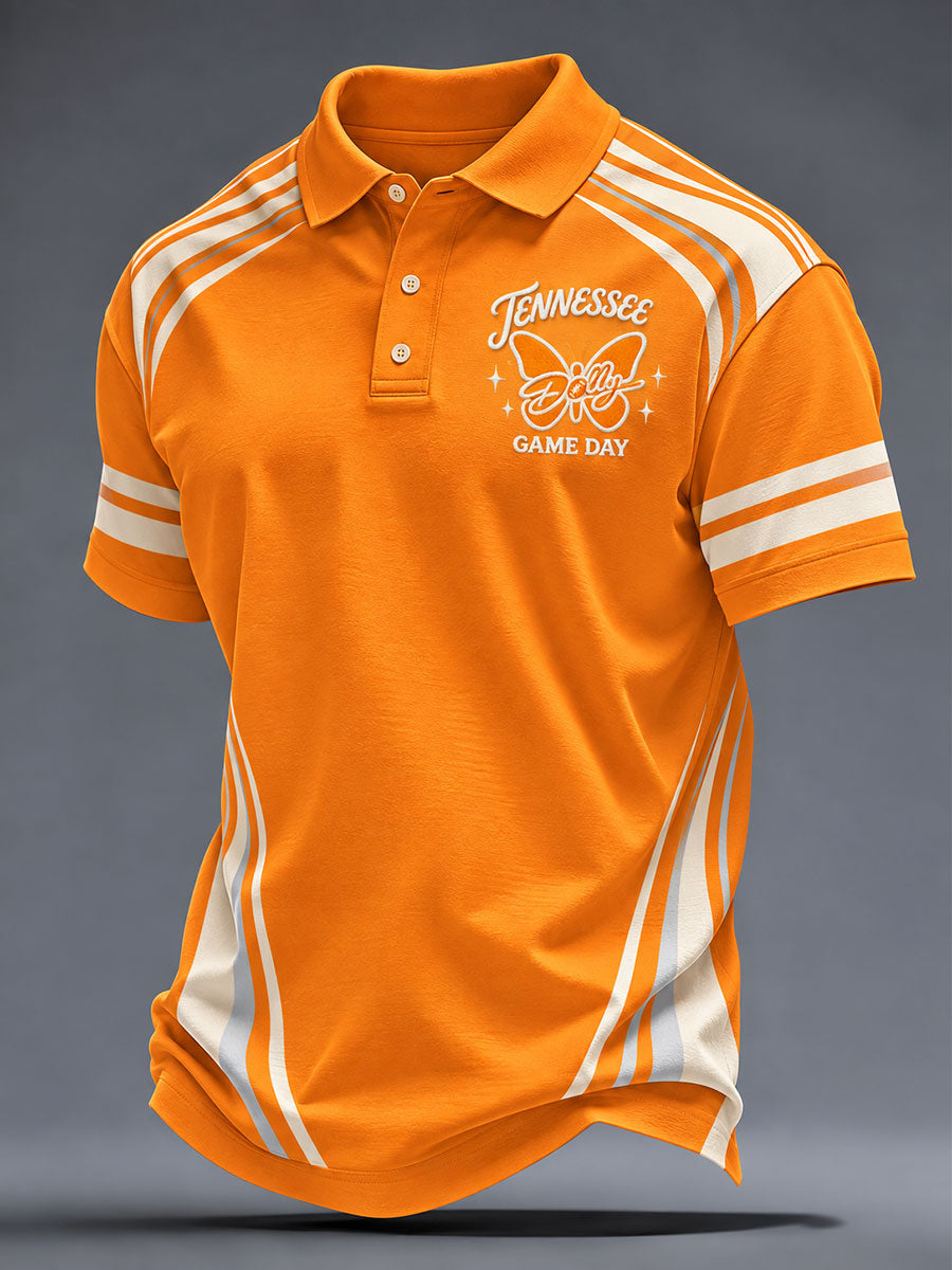 Men's Game Day Football Printed Casual Polo Shirt gracestitchs