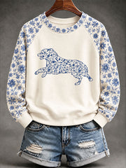 Women's Sheepdog Chinese-style floral print sweatshirt gracestitchs