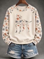 Women's Pit Bull Floral Print Casual Raglan Sleeve Sweatshirt gracestitchs