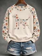 Women's Labrador Retriever Floral Print Casual Raglan Sleeve Sweatshirt gracestitchs