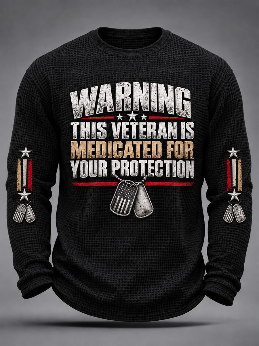 Men's U.S. Veterans Day Print Waffle Long Sleeve T-Shirt gracestitchs