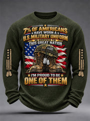 Men's U.S. Veterans Day Print Waffle Long Sleeve T-Shirt gracestitchs