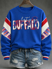 Women's Football Lover Buffalo Print Casual Sweatshirt gracestitchs