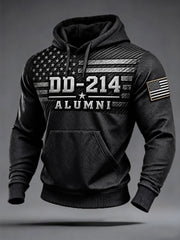 Men's Veterans Day DD-214 Alumni US Flag Print Casual Hoodie gracestitchs