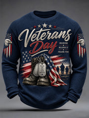 Men's U.S. Veterans Day Print Waffle Long Sleeve T-Shirt gracestitchs