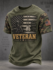 Men's Veterans Day US Flag Camouflage Print Casual Tee gracestitchs