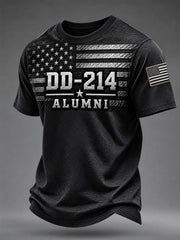 Men's Veterans Day DD-214 Alumni US Flag Print Casual Tee gracestitchs