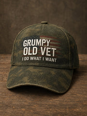 Unisex Grumpy Old Vet I Do What I Want US Flag Camouflage Hat gracestitchs