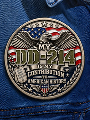 Unisex Veteran Pride DD-214 Print Brooch gracestitchs